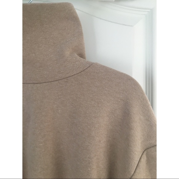 Zara Beige Soft Touch Long Sleeve Turtleneck Boxy High Low Sweater - Picture 4 of 7